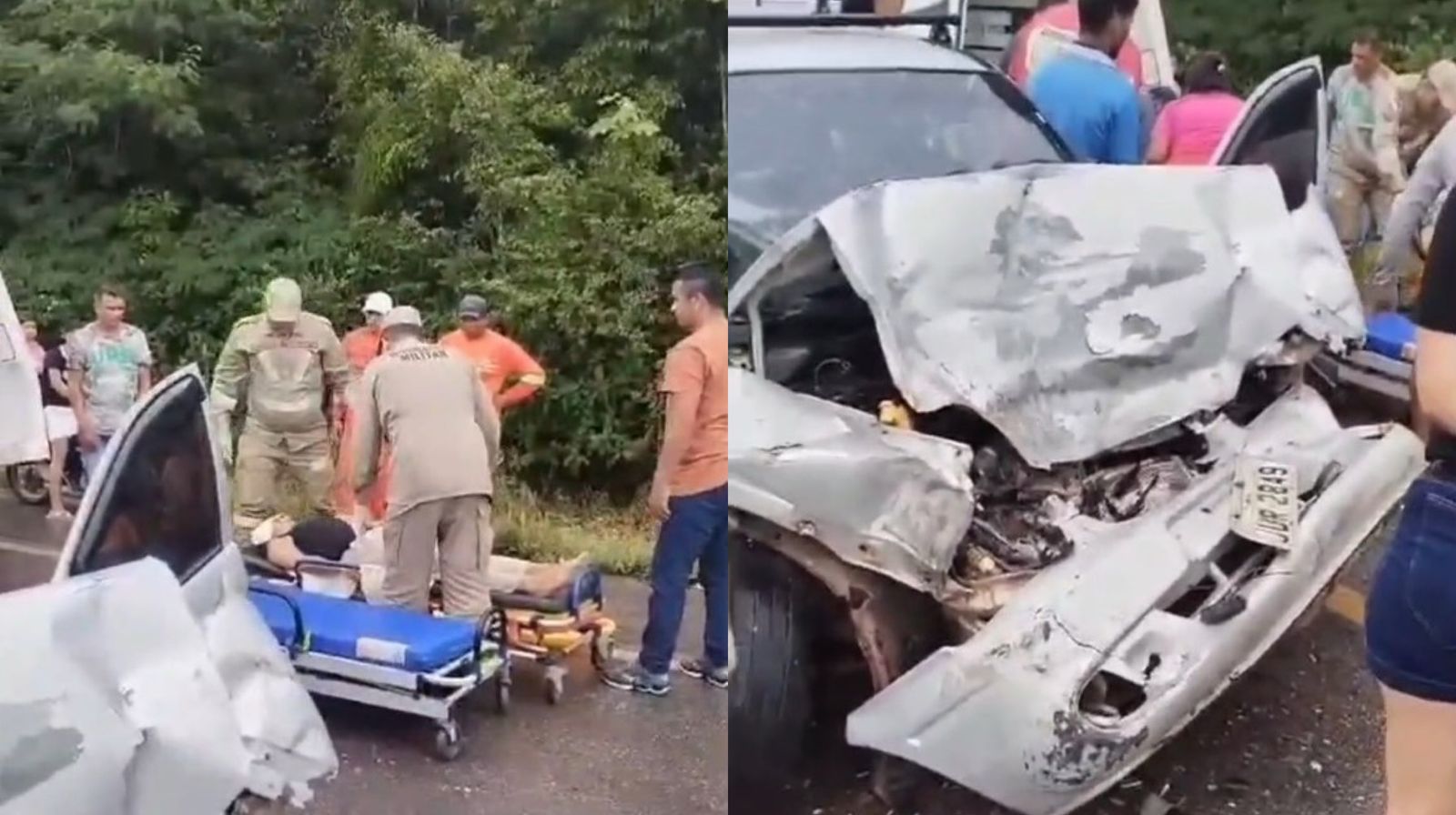 Imagem - Vídeo: colisão entre carro e caminhão deixa três feridos na PA-252, zona rural de Moju, no Pará