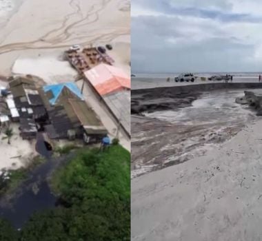 Imagem - Bombeiros realizam levantamento aéreo para investigar enxurrada na praia do Atalaia