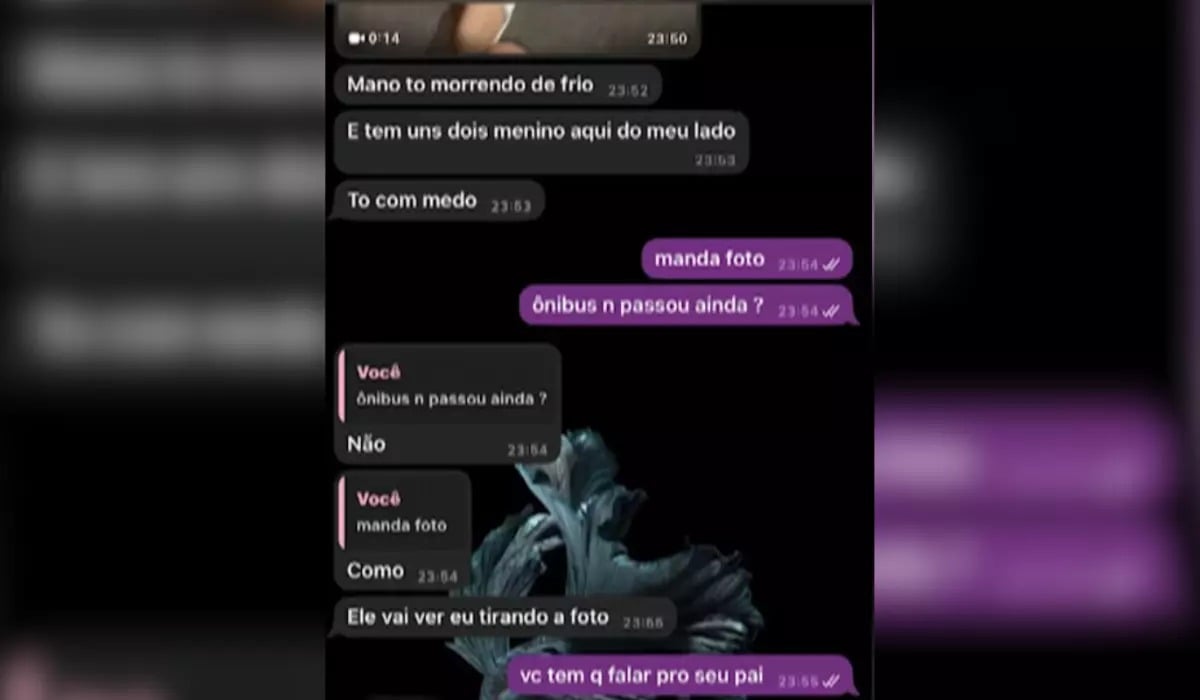 Print 1 da conversa entre Vitória e a amiga no dia em que a jovem desapareceu.