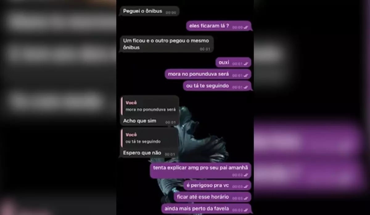 Print 2 da conversa entre Vitória e a amiga no dia em que a jovem desapareceu.