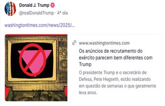 Trump posta triângulo rosa, símbolo nazista para rotular homossexuais