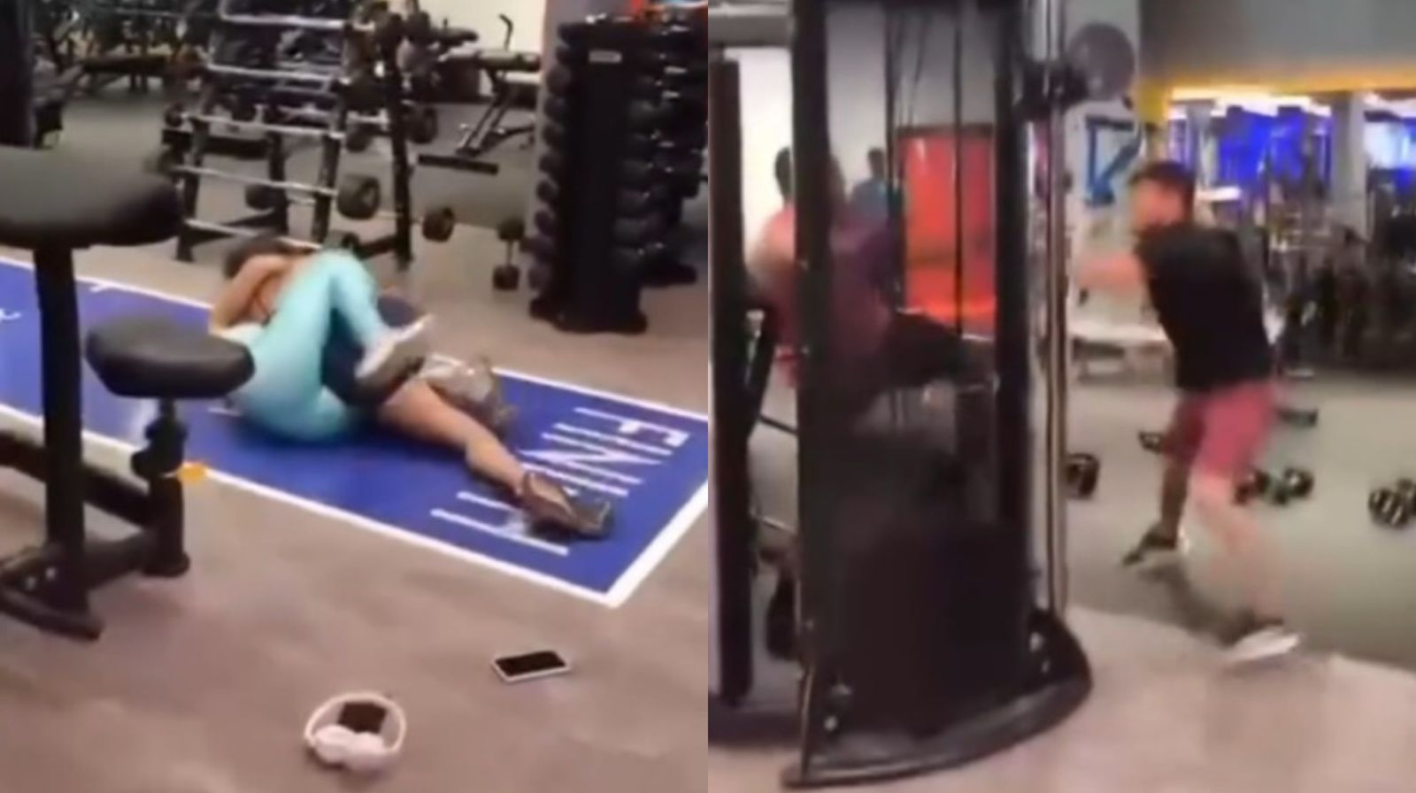 Duas mulheres e dois homens brigam em uma academia de Canaã dos Carajás.