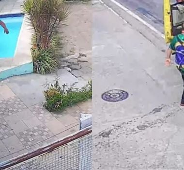 Imagem - Caminhoneiro é flagrado pulando em piscina de loja para se refrescar do calor intenso