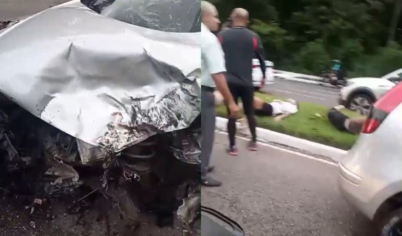 De acordo com as primeiras informações, o carro bateu no caminhão que atravessou a rua com o forte impacto.