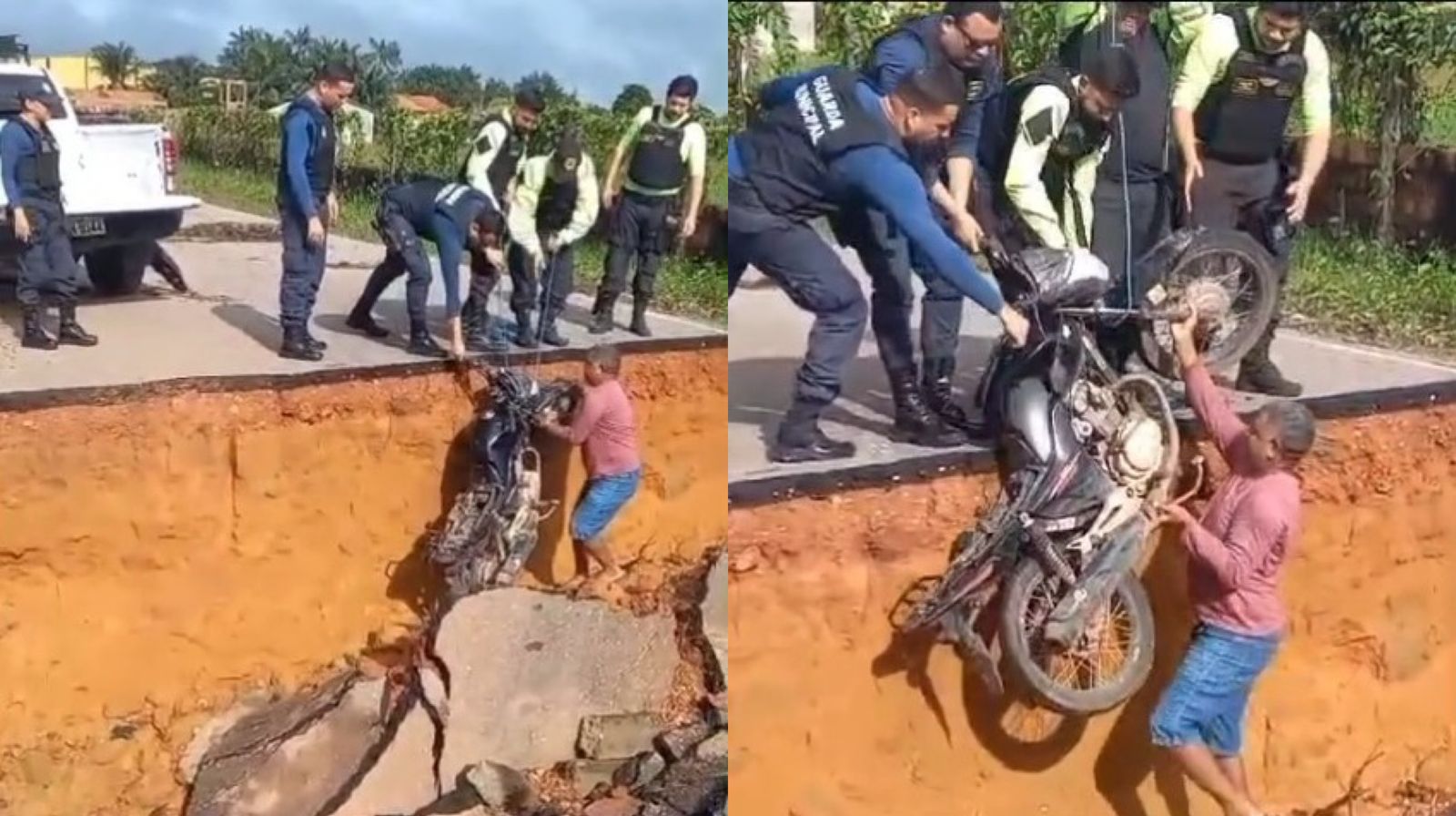 Na manhã deste domingo (16) um motociclista caiu dentro de um buraco na Avenida Centenário, no município de Capanema.