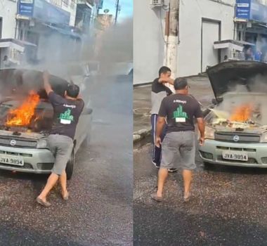 Imagem - Vídeo: carro pega fogo no bairro do Marco, em Belém