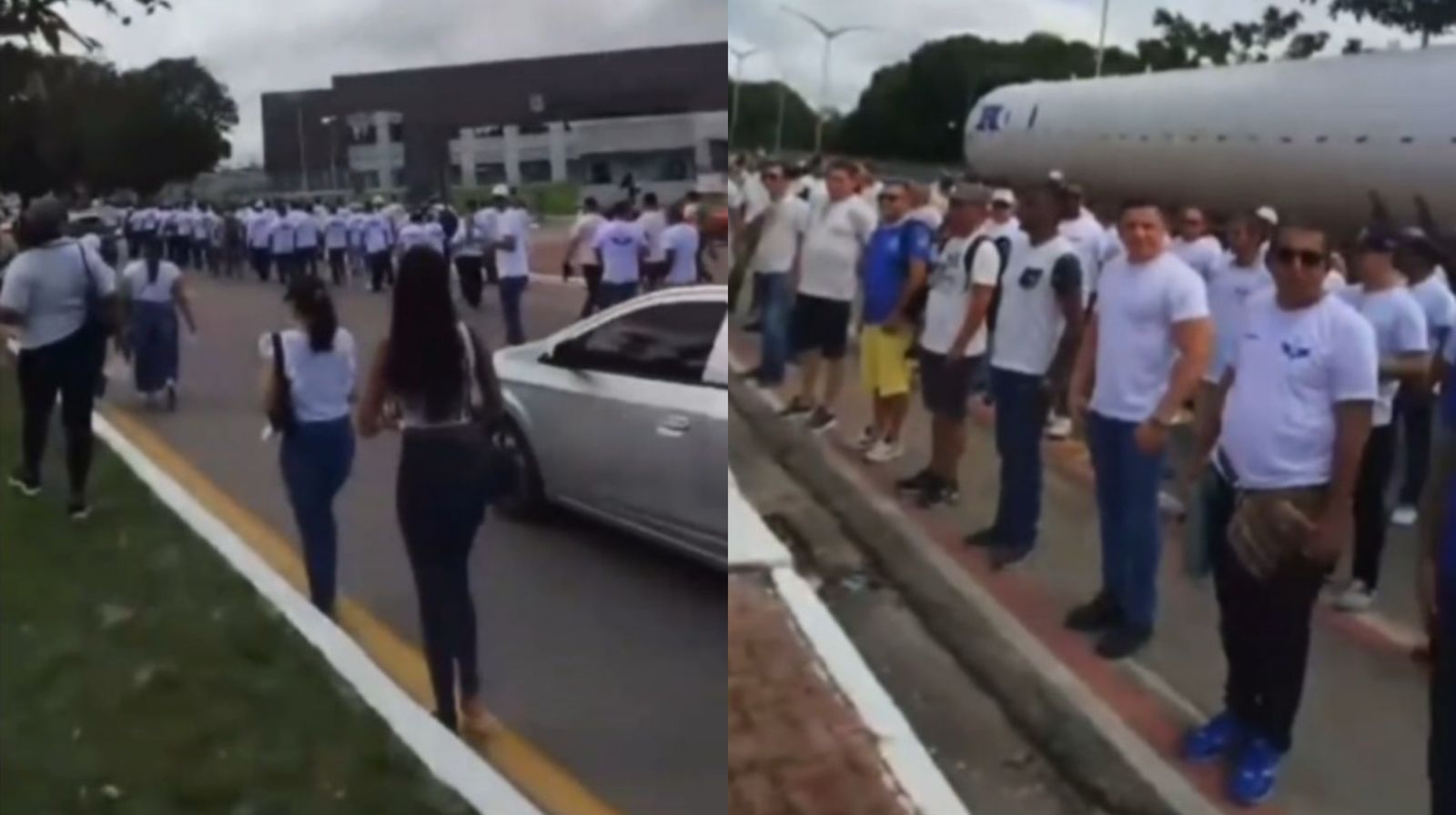 Ex-militares realizam uma manifestação pacífica, em Belém.