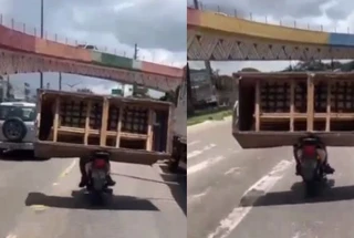 Vídeo: motociclista é flagrado transportando sofá na garupa de moto em Belém