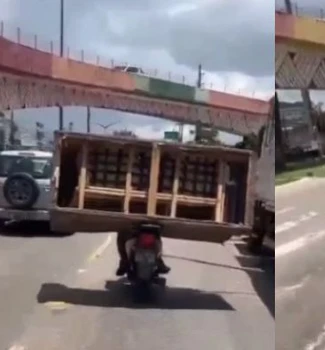 Imagem - Vídeo: motociclista é flagrado transportando sofá na garupa de moto em Belém