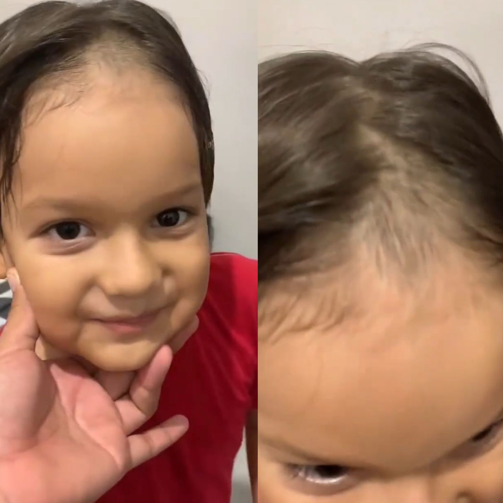 Imagem - Menino deixa mãe em choque ao aparecer de cabelo raspado; assista