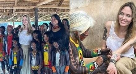 Imagem - Discreta, Angelina Jolie desembarca no Brasil; atriz visita aldeia Piaracu, no Mato Grosso