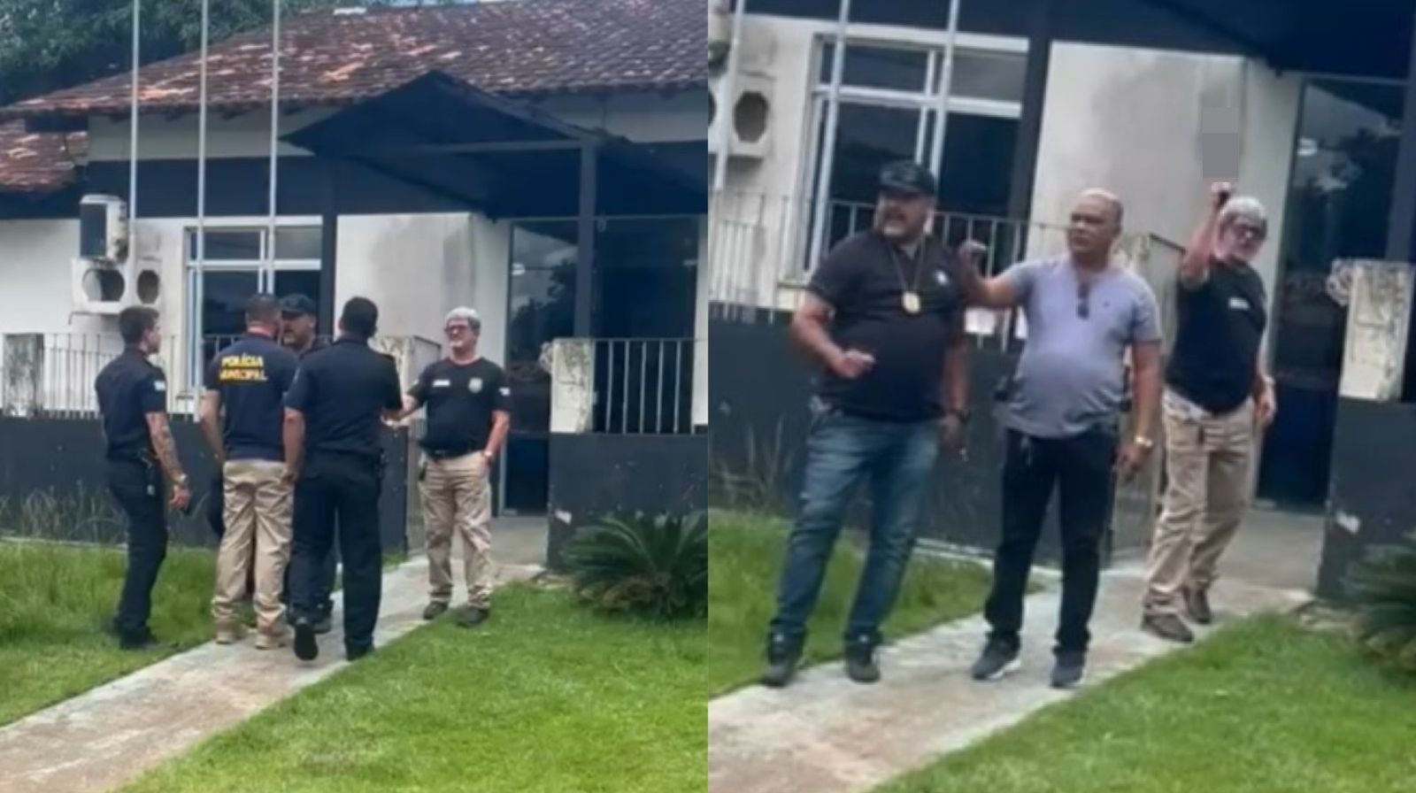 Imagem - Vídeo: policiais municipais e civis discutem em frente à delegacia, na Grande Belém