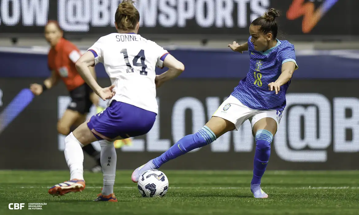 Imagem - Em 1º amistoso do ano, seleção feminina perde por 2 a 0 para os EUA