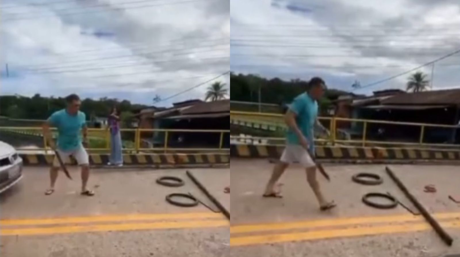 Imagem - Vídeo: homem ameaça com terçado estudantes que fazem protesto por transporte escolar, no Pará
