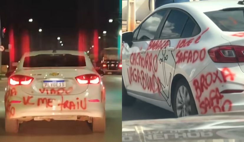 Imagem - Vídeo: mulher vandaliza carro com ofensas após suposta traição de marido