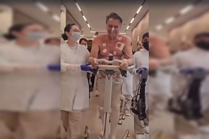 Imagem - Vídeo: após cirurgia, Jair Bolsonaro caminha por hospital