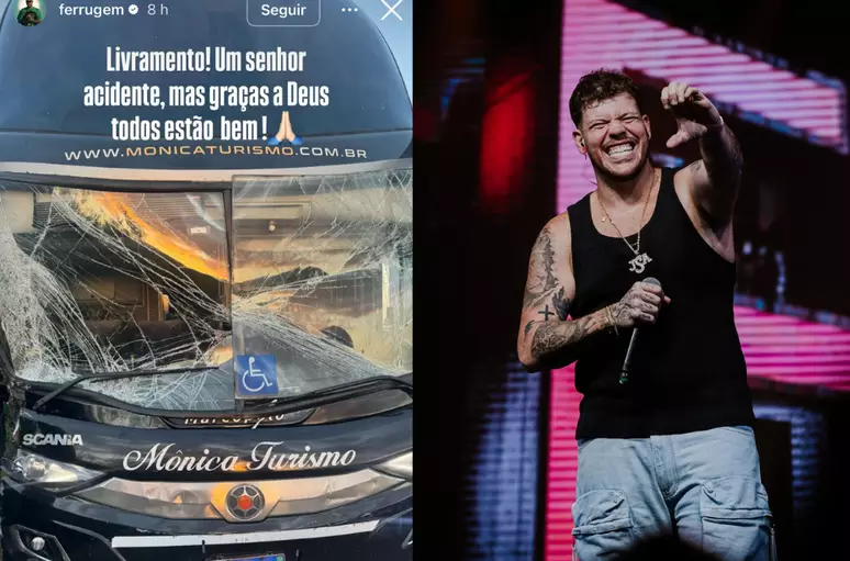Imagem - Ônibus da equipe de Ferrugem sofre acidente após show no RS, mas ninguém se fere