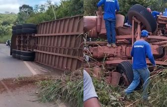 Vídeo: carreta carregada com gado tomba na BR 230 e bovinos morrem, no Pará
