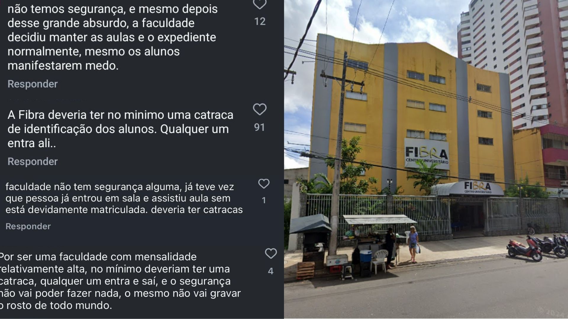 Imagem - Após ação de criminosos, alunos apontam insegurança na faculdade Fibra em Belém