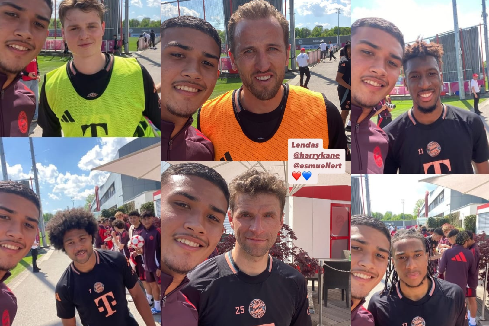 Imagem - Cria do Remo, Marcos Alexandre treina no Bayern de Munique e posa ao lado de Harry Kane e Müller