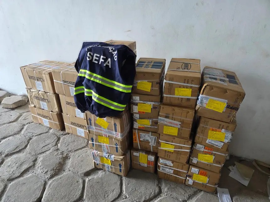Peças de motocicletas vindas do Maranhão são apreendidas por agentes da Sefa, no Pará.
