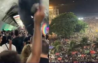 Fãs de Lady Gaga realizam ‘bateção’ de leques na praia de Copacabana, no Rio de Janeiro