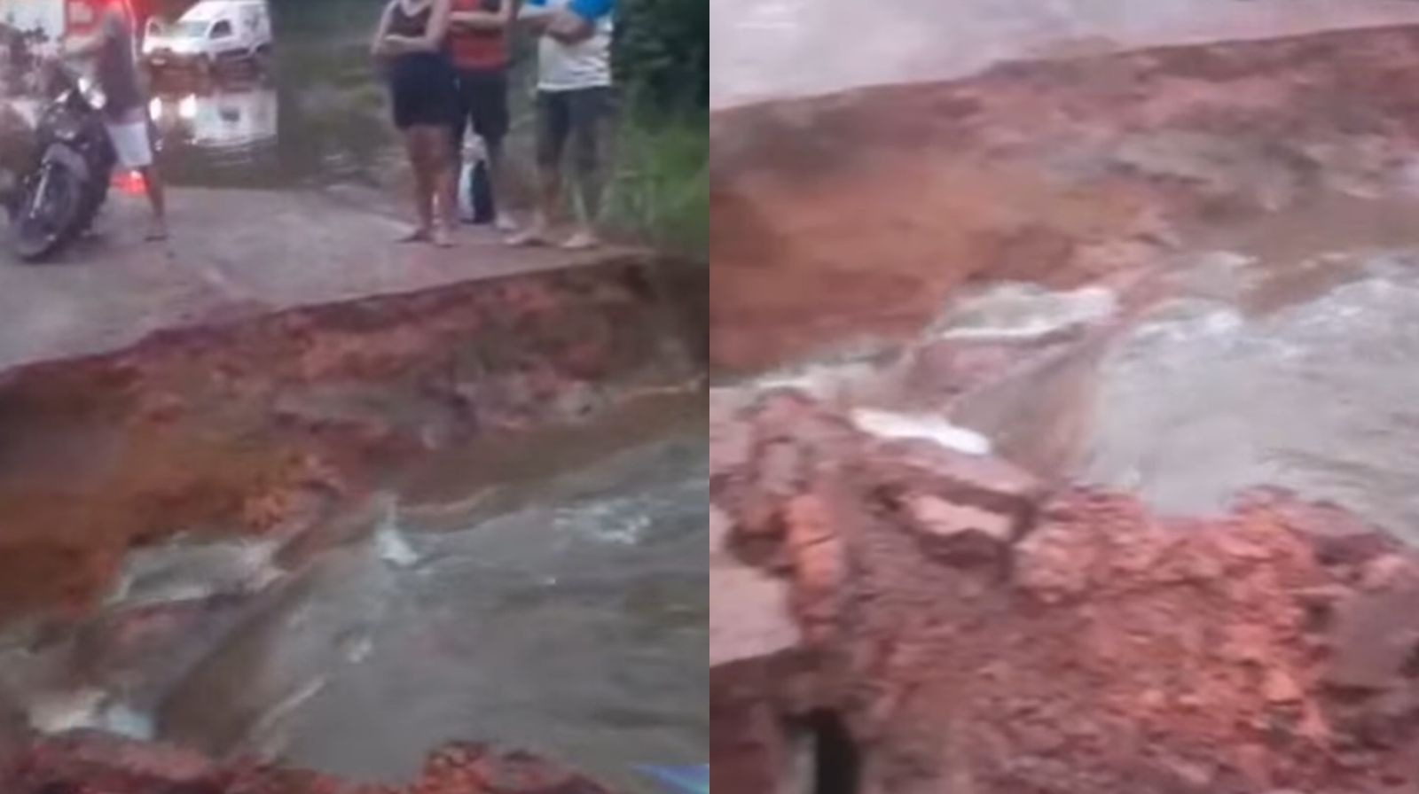 Uma cratera se abriu em uma estrada que liga Viseu a vila de Piquiateua, conhecida como Itamichila, no Pará.