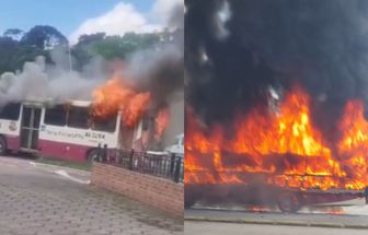 Vídeo: ônibus que faz transporte público pega fogo na Augusto Montenegro, em Belém