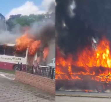 Imagem - Vídeo: ônibus que faz transporte público pega fogo na Augusto Montenegro, em Belém