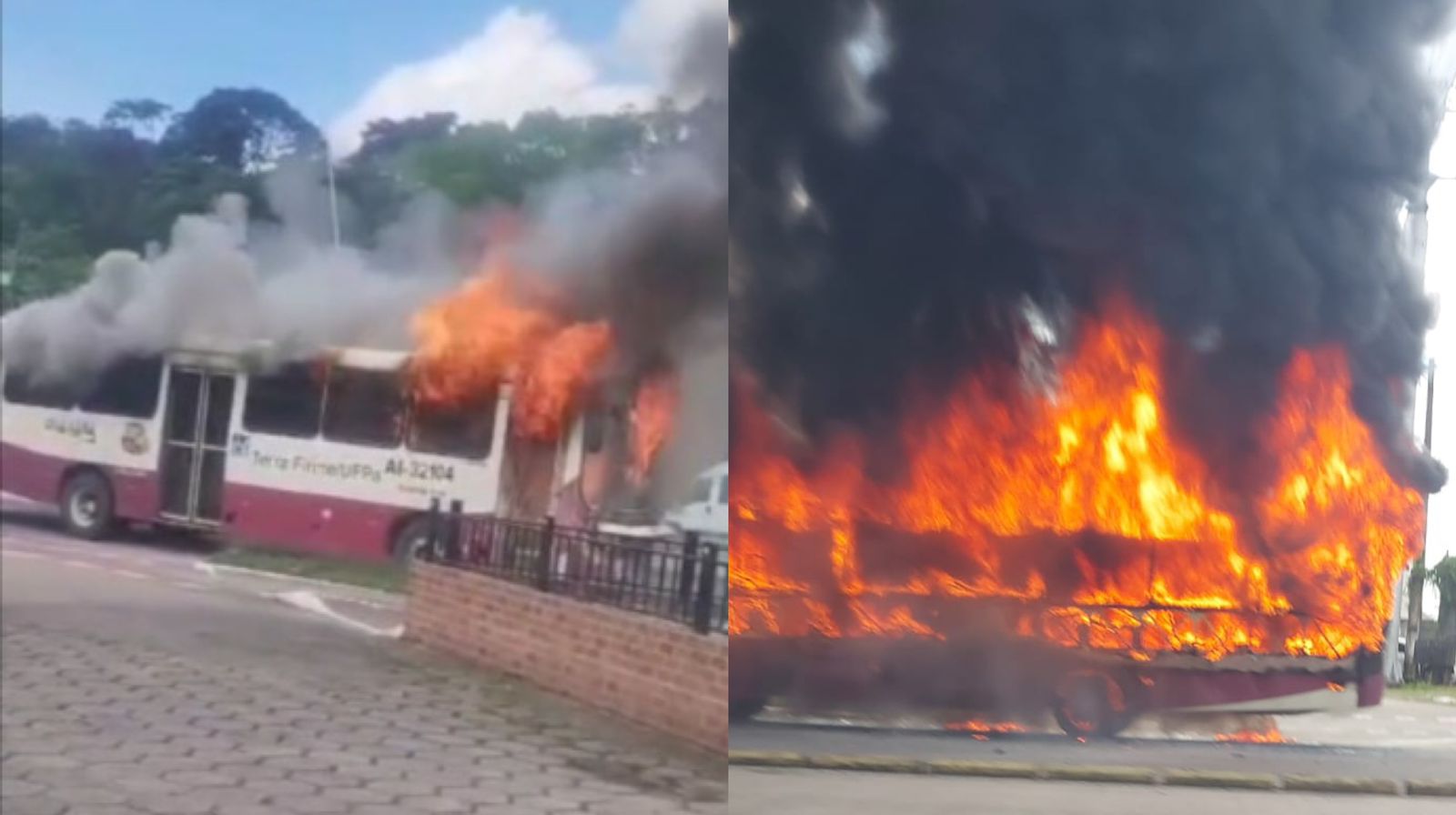 Imagem - Vídeo: ônibus que faz transporte público pega fogo na Augusto Montenegro, em Belém