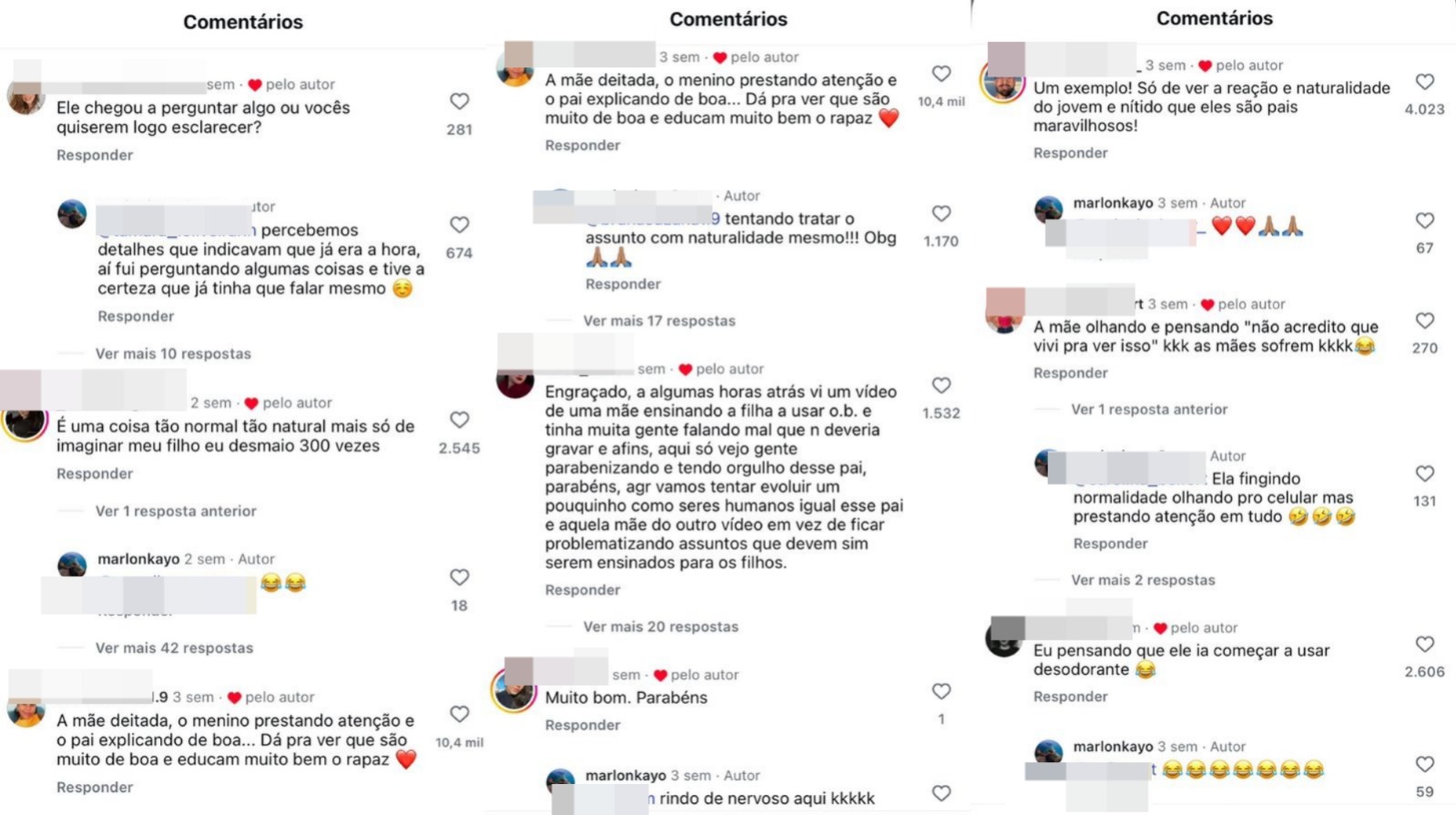 Comentários dos internautas.