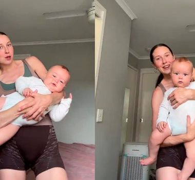 Imagem - Bebê surpreende ao ter mais da metade da altura da mãe e viraliza nas redes; veja