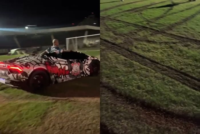 MC Ryan foi conduzido à delegacia após danificar gramado de estádio em Piracicaba (SP) fazendo manobras perigosas com uma Lamborghini.