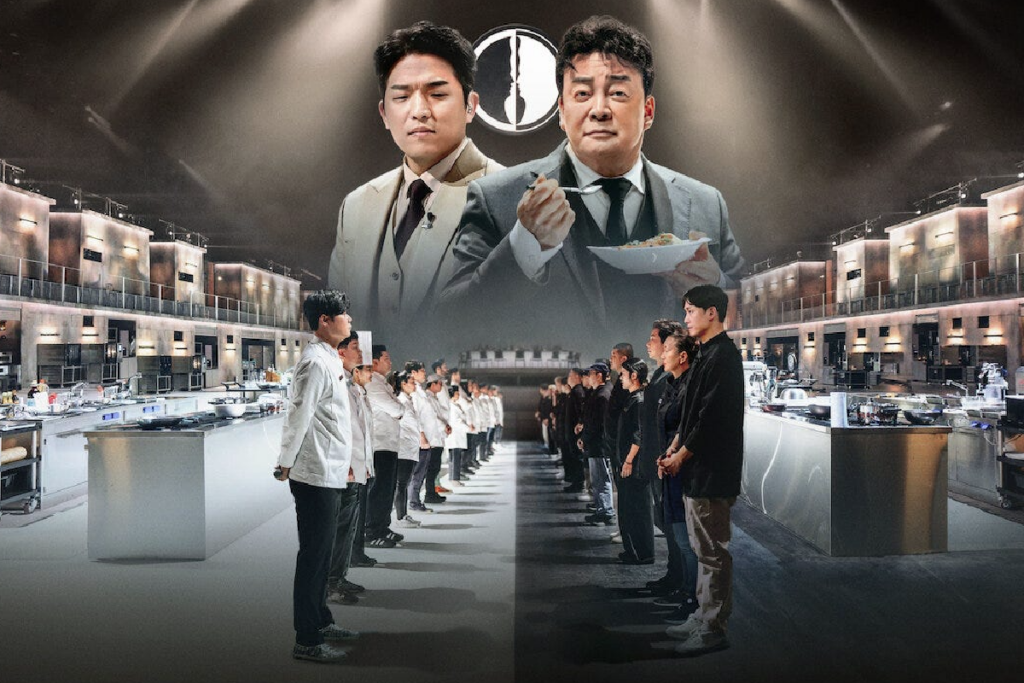 Em &#8220;Guerra Culinária&#8221;, cem chefs sul-coreanos se enfrentam em batalhas de tirar o fôlego pela melhor cozinha do país (Imagem: Reprodução digital | Netflix)