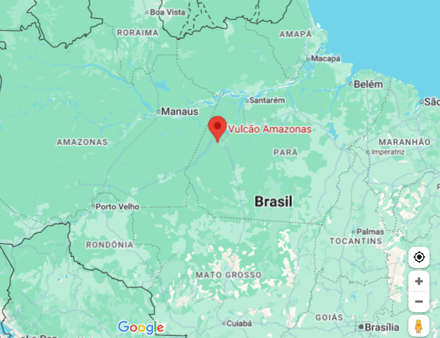 Vulcão Amazonas está localizado na região de Uatamã, entre os estados do Pará e do Amazonas. 