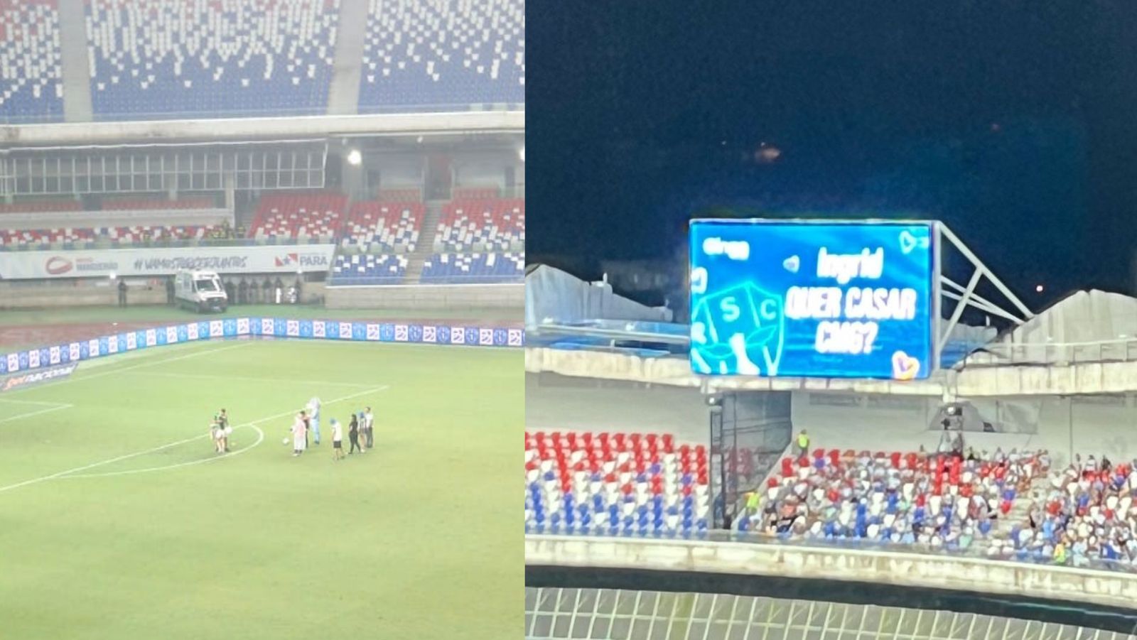 Torcedor do Paysandu pede namorada em casamento durante jogo tenso contra o Goiás