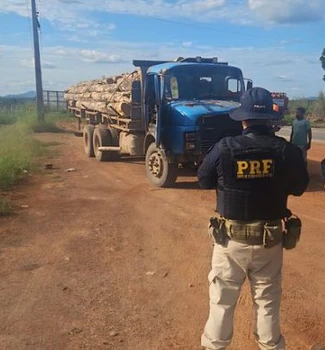 Imagem - Carga de madeira ilegal é apreendida pela PRF em Redenção, no sul do Pará