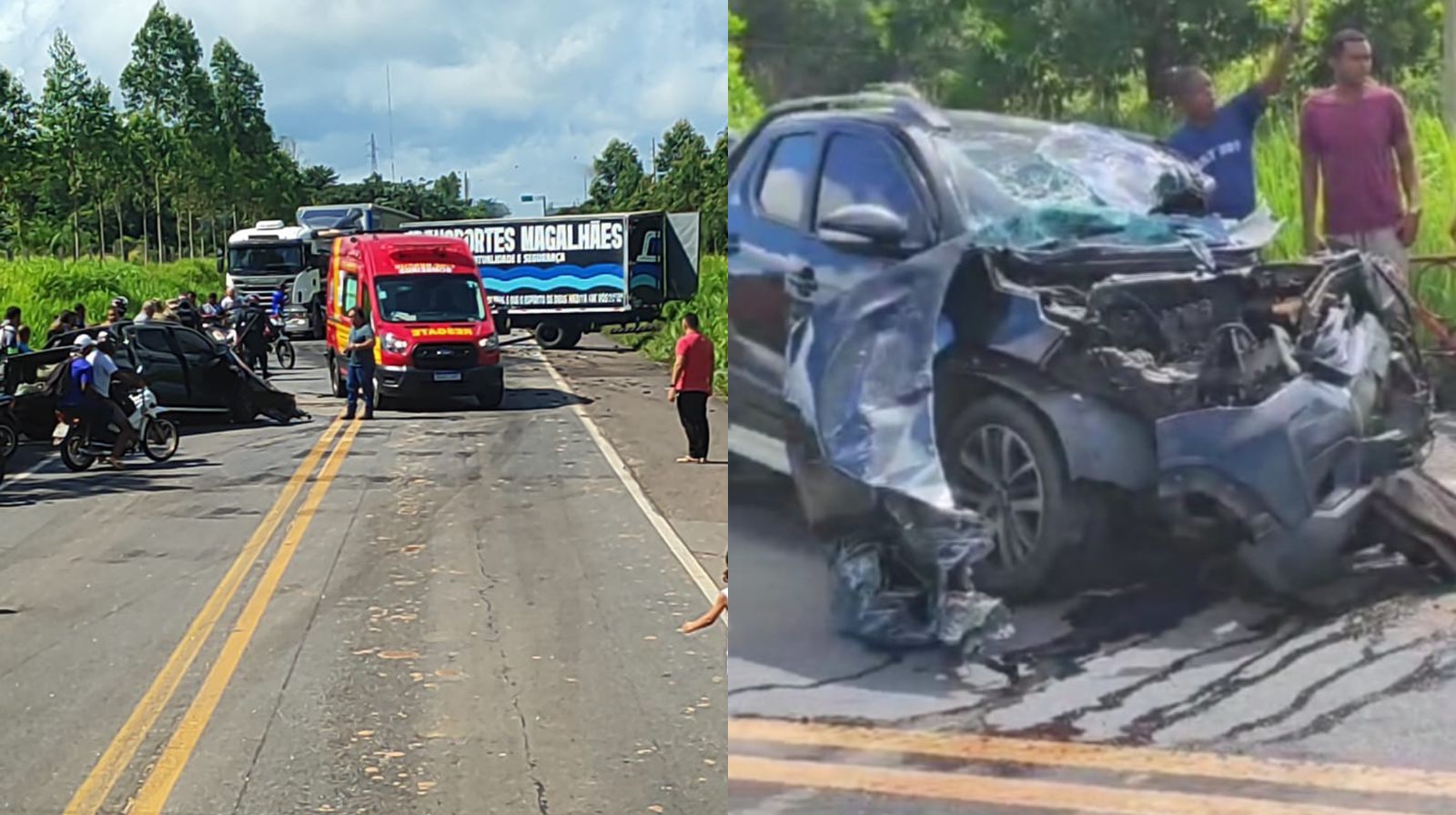 Um acidente entre um caminhão e um carro deixou uma pessoa ferida em uma estrada de São Miguel do Guamá.