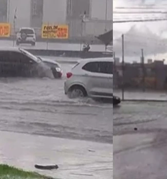Imagem - Chuva forte em Ananindeua causa alagamento e deixa carro atolado; confira