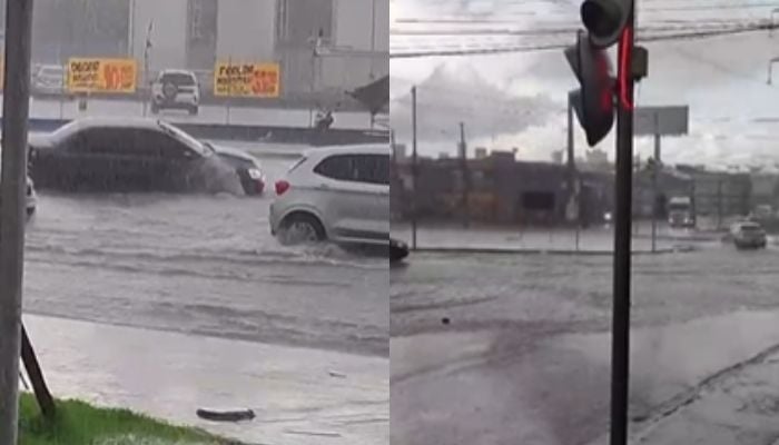 Imagem - Chuva forte em Ananindeua causa alagamento e deixa carro atolado; confira