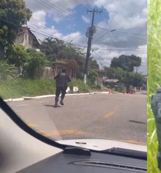 Imagem - Vídeo: criminoso pula do ônibus penitenciário e tenta fugir em Icoaraci