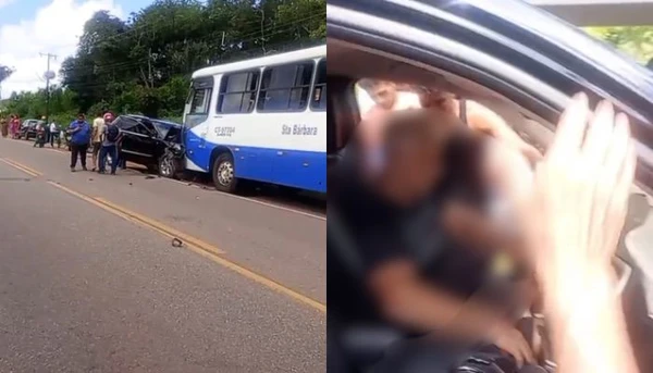 Acidente entre ônibus e carro é registrado na PA-391, em Santa Barbara
