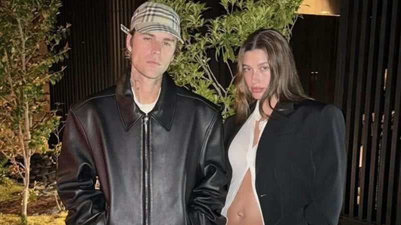Justin Bieber e sua esposa, Hailey Bieber. 