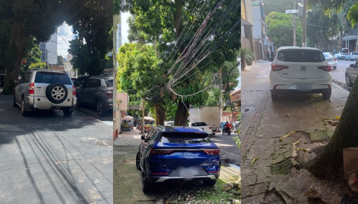 estacionar sobre calçada se torna prática comum e prejudica pedestres em Belém
