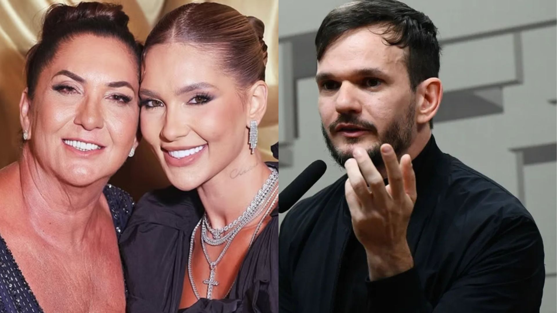 Margareth Serrão, ao lado de Virgínia Fonseca e padre Patrick a direita da foto.