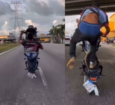 Imagem - Vídeo: homem se arrisca em manobras perigosas com moto na Avenida Centenário, em Belém