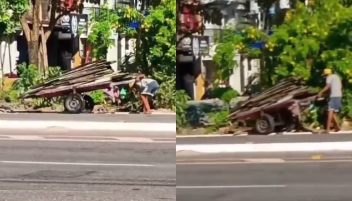 Imagem - Vídeo: homem é flagrado descartando entulho em canteiro na avenida João Paulo II