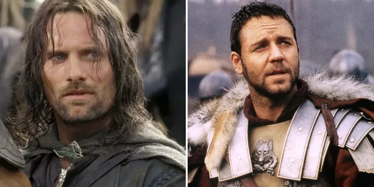 Aragorn, em "O Senhor dos Anéis" e Russell Crowe em "O gladiador".