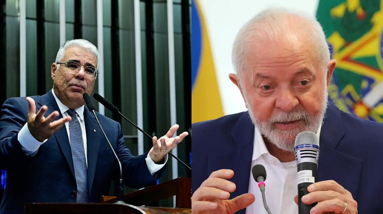 O senador Eduardo Girão (Novo-CE) e o presidente do Brasil Luiz Inácio Lula da Silva.