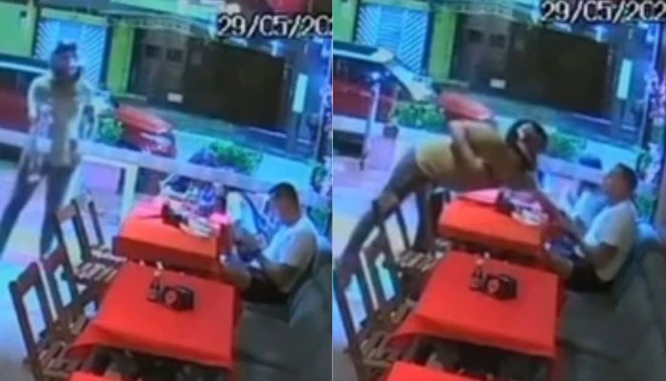 Vídeo: PM tem arma roubada durante assalto em restaurante no distrito de Icoaraci